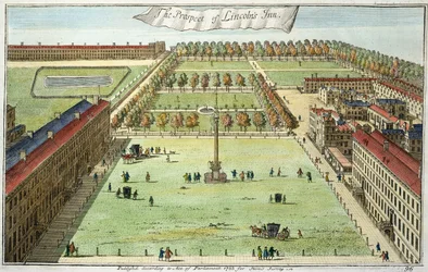La prospettiva di Lincolns Inn, per Stows Survey of London, pub. 1755